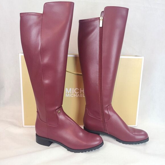 New MICHAEL KORS Women's (9) Dark Cherry Britt Knee High Riding Style Boots $325 - Picture 1 of 9